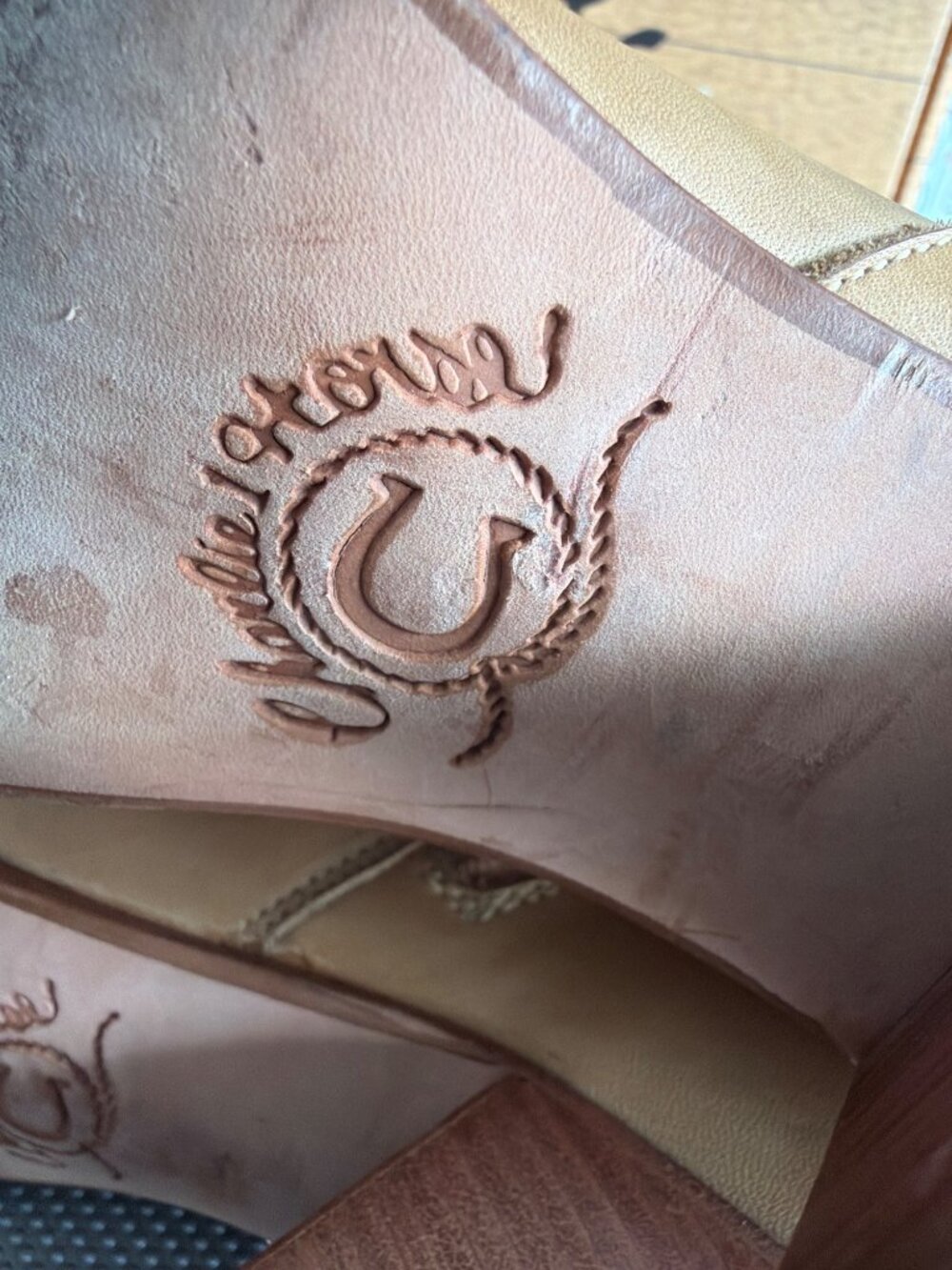 Charlie 1 Horse Lucchese Women's Tan Leather Side Tassel Mid-Calf Boots 8 w/Box - Picture 9 of 16